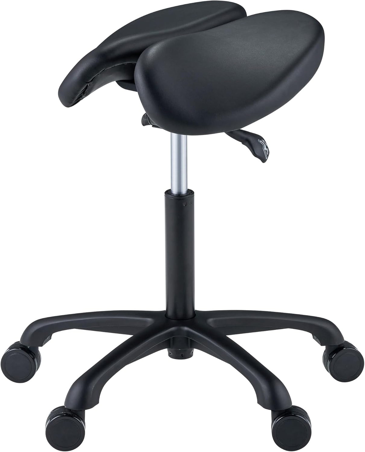 Black Ergonomic Saddle Stool with Aluminum Base C6035
