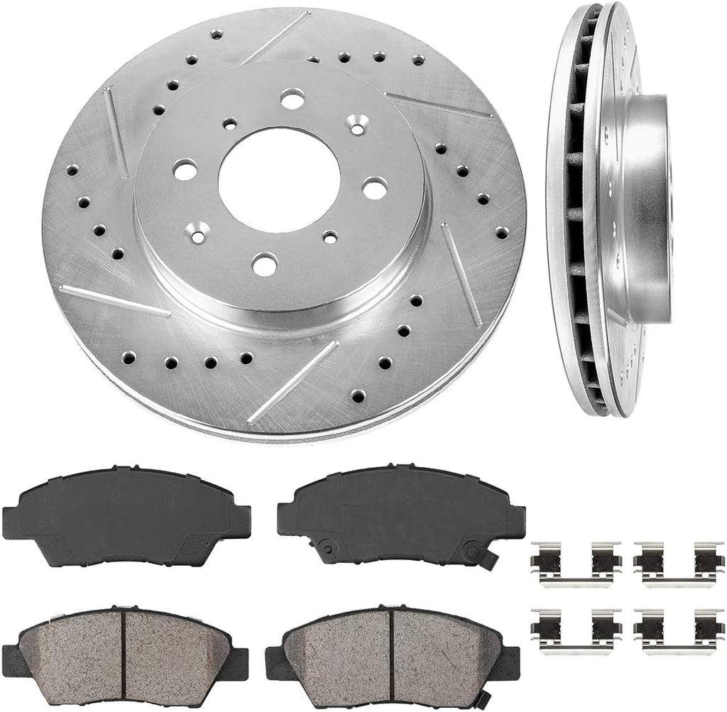 262mm 4 Lug Front Rotors + Ceramic Pads + Clips J222