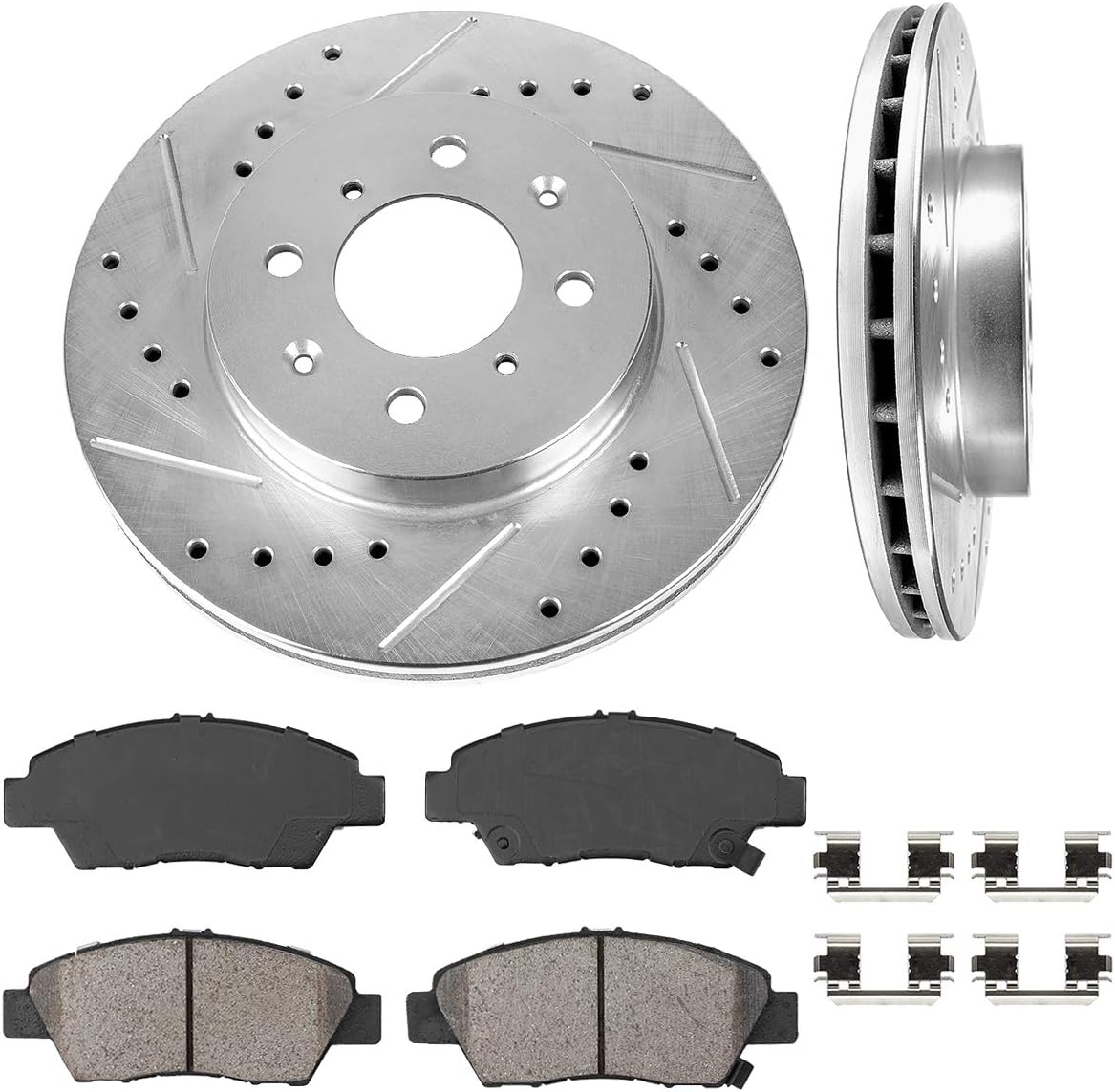 262mm 4 Lug Front Rotors + Ceramic Pads + Clips J222