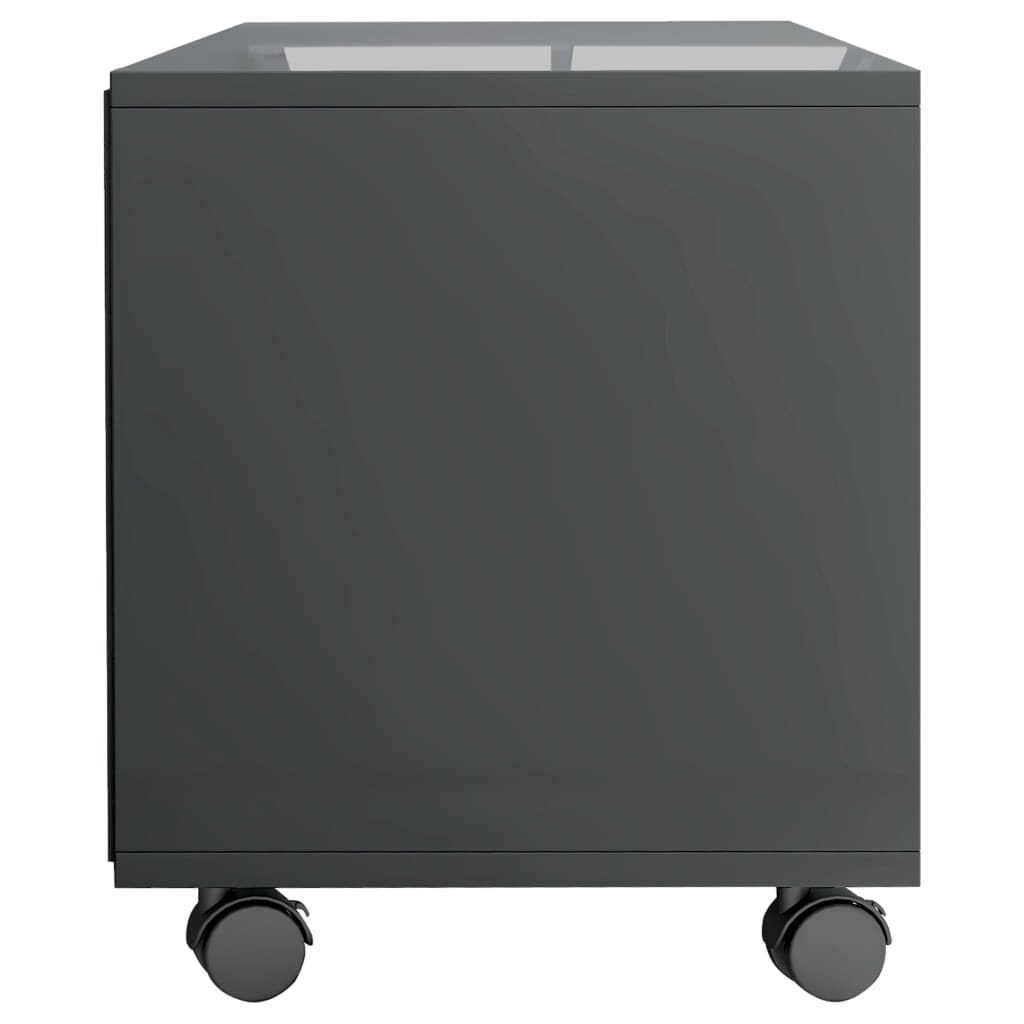 High Gloss Gray TV Cabinet with Castors Chipboard P243