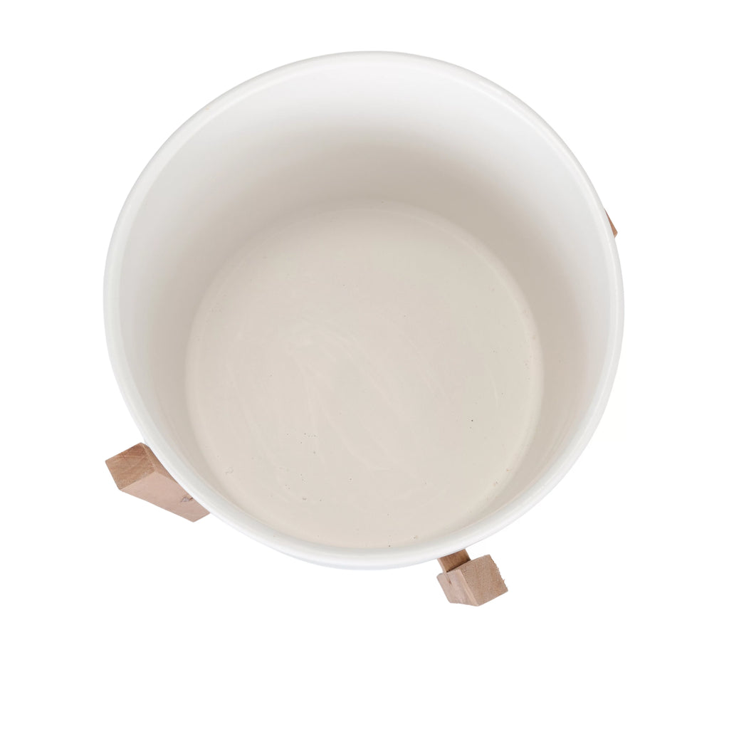 Ceramic Planter with Wood Legs V260