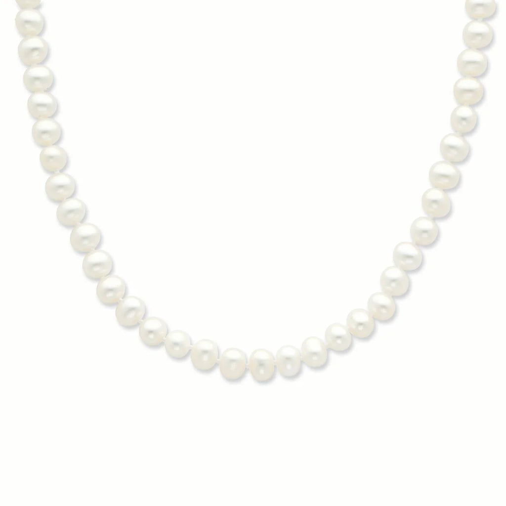 Sterling Silver Rhodium-plated White Freshwater Cultured Pearl Necklace N24027