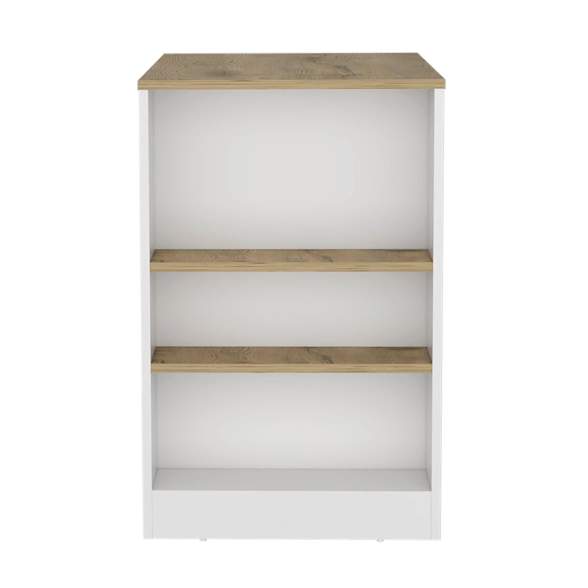 White Kitchen Island Bar Table with 3-Side Shelves Q810