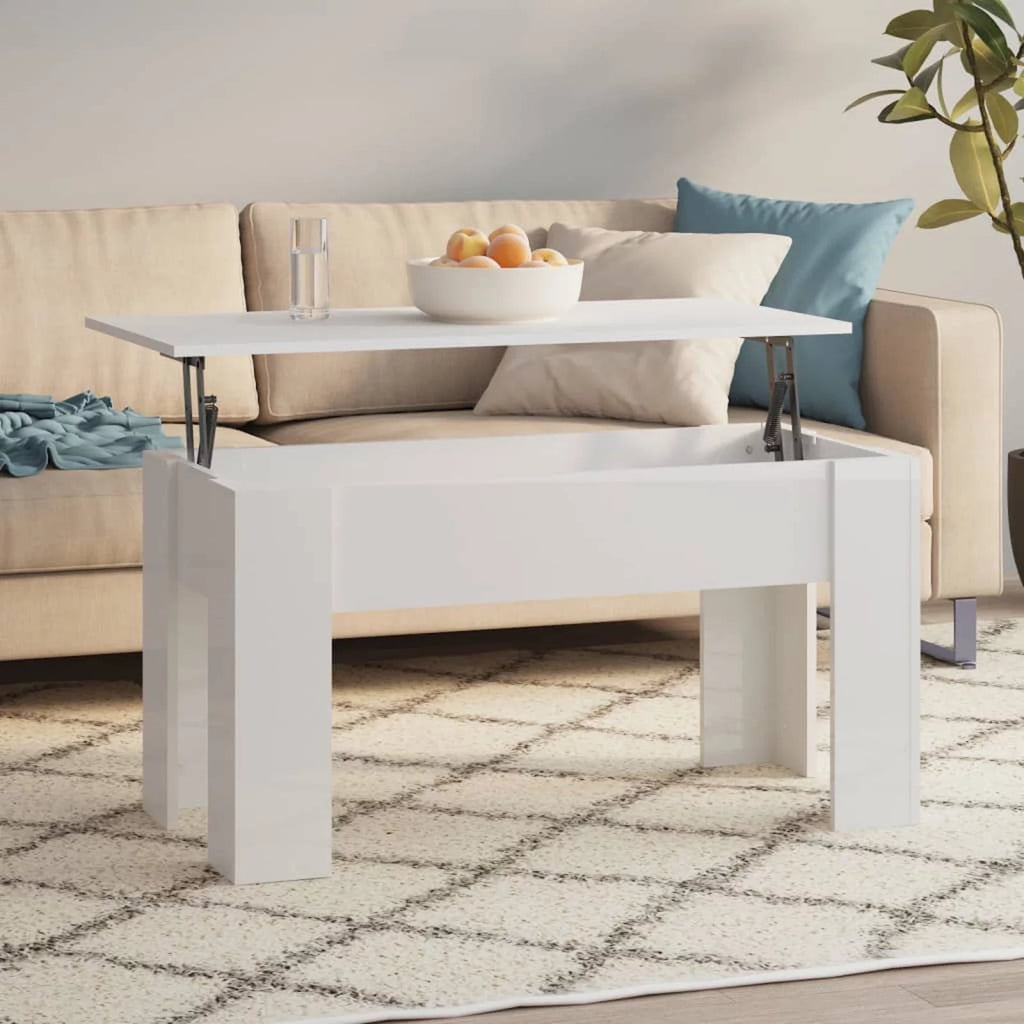 High Gloss White Engineered Wood Coffee Table I829069