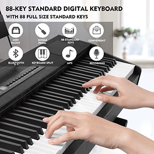 White 88 Key Weighted Hammer Action Digital Piano with Stand and Sustain Pedal H5682