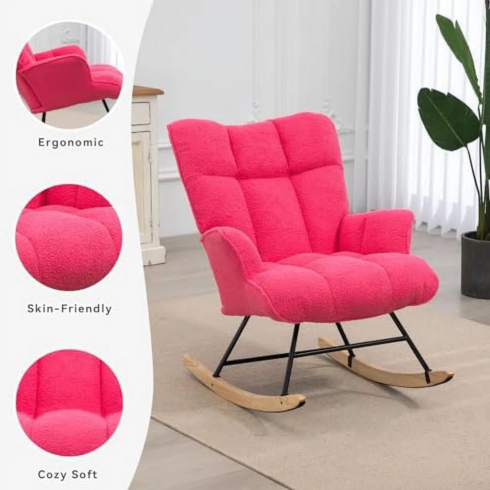 Teddy Upholstered Rocking Chair with High Backrest R591