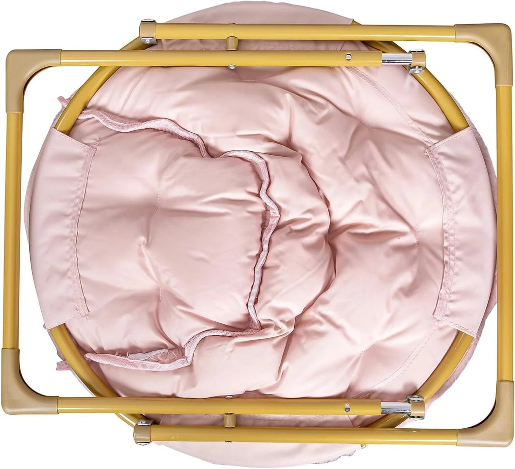 Blush Faux Fur Folding Saucer Chair I554