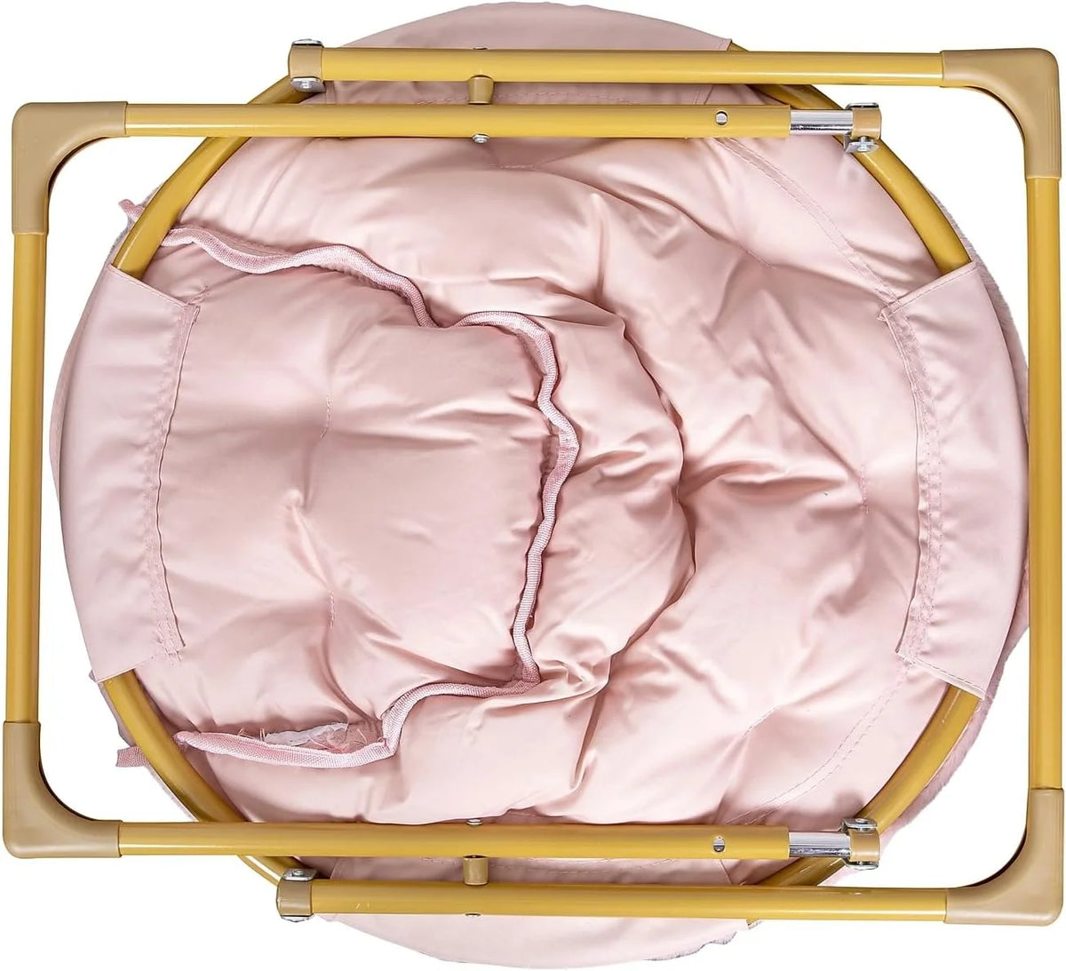 Blush Faux Fur Folding Saucer Chair I554