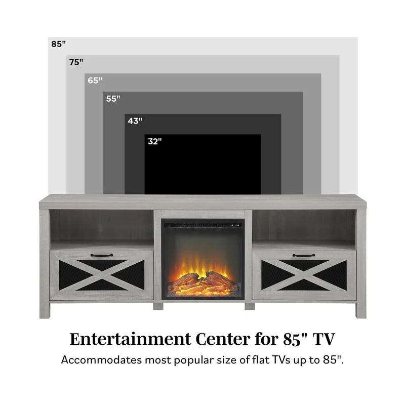 70" Stone Gray Fireplace TV Stand Q529097