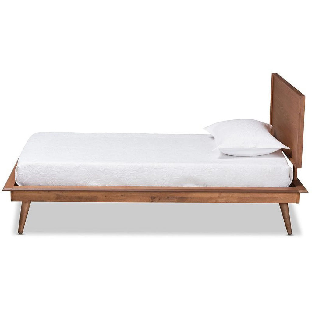 Walnut Brown Wood Twin Size Platform Bed D63926