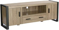 60 Wood and Metal TV Stand Console Credenza Buffet Cabinet in Charcoal Grey and Black I1755