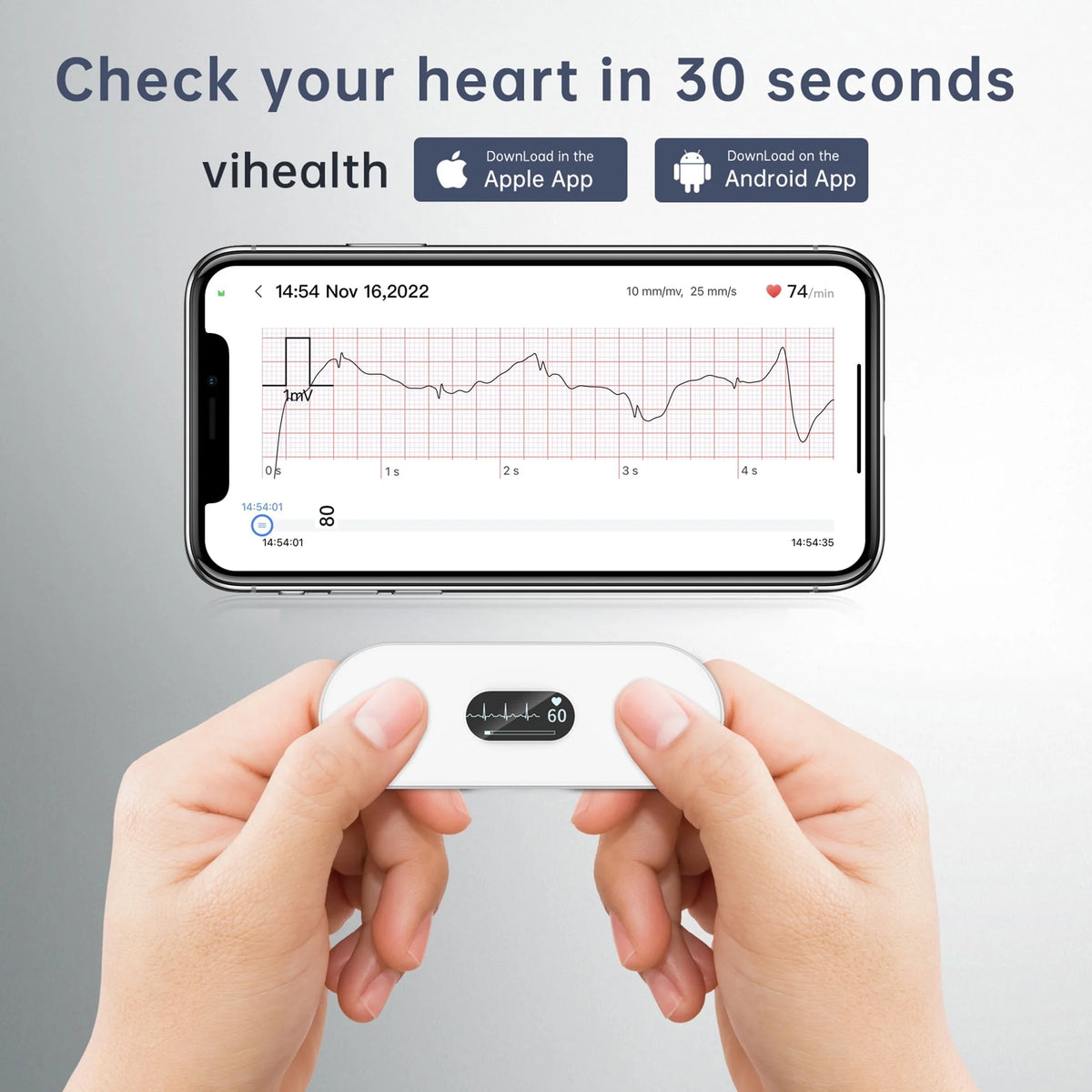 Handheld Bluetooth ECG Monitor with Screen Display P335862