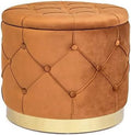 Blue Velvet Round Ottoman with Removable Top X689757