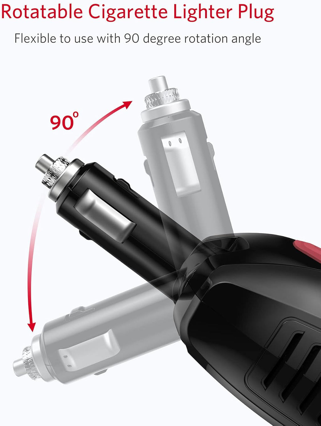 150W Portable Power Inverter with Dual USB Charging Ports, Car Adapter, Pack of 2 U14625