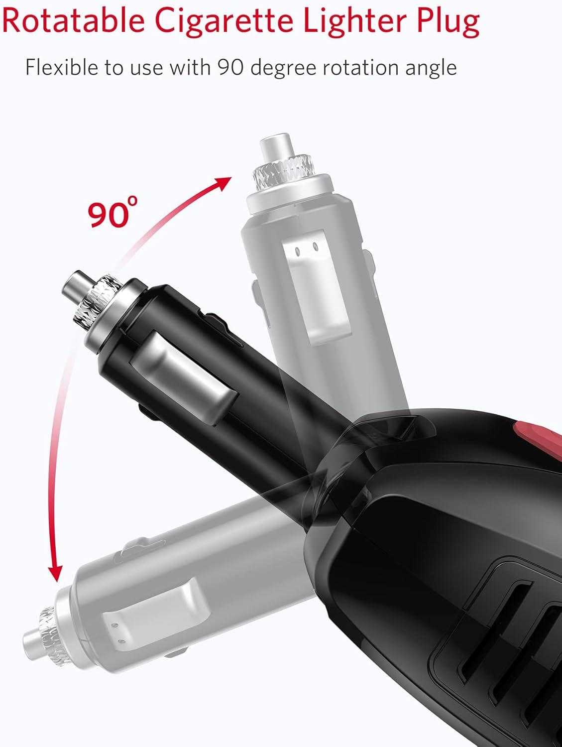 150W Portable Power Inverter with Dual USB Charging Ports, Car Adapter, Pack of 2 U14625
