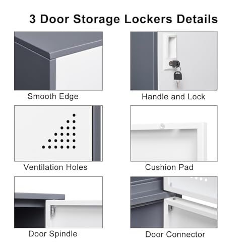 Multi-Door Steel Locker 9 Door Gray and White L289798