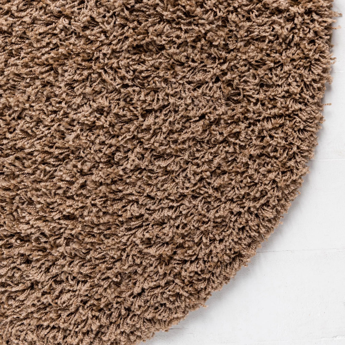 5 Ft Round Sandy Brown Shag Rug I186573