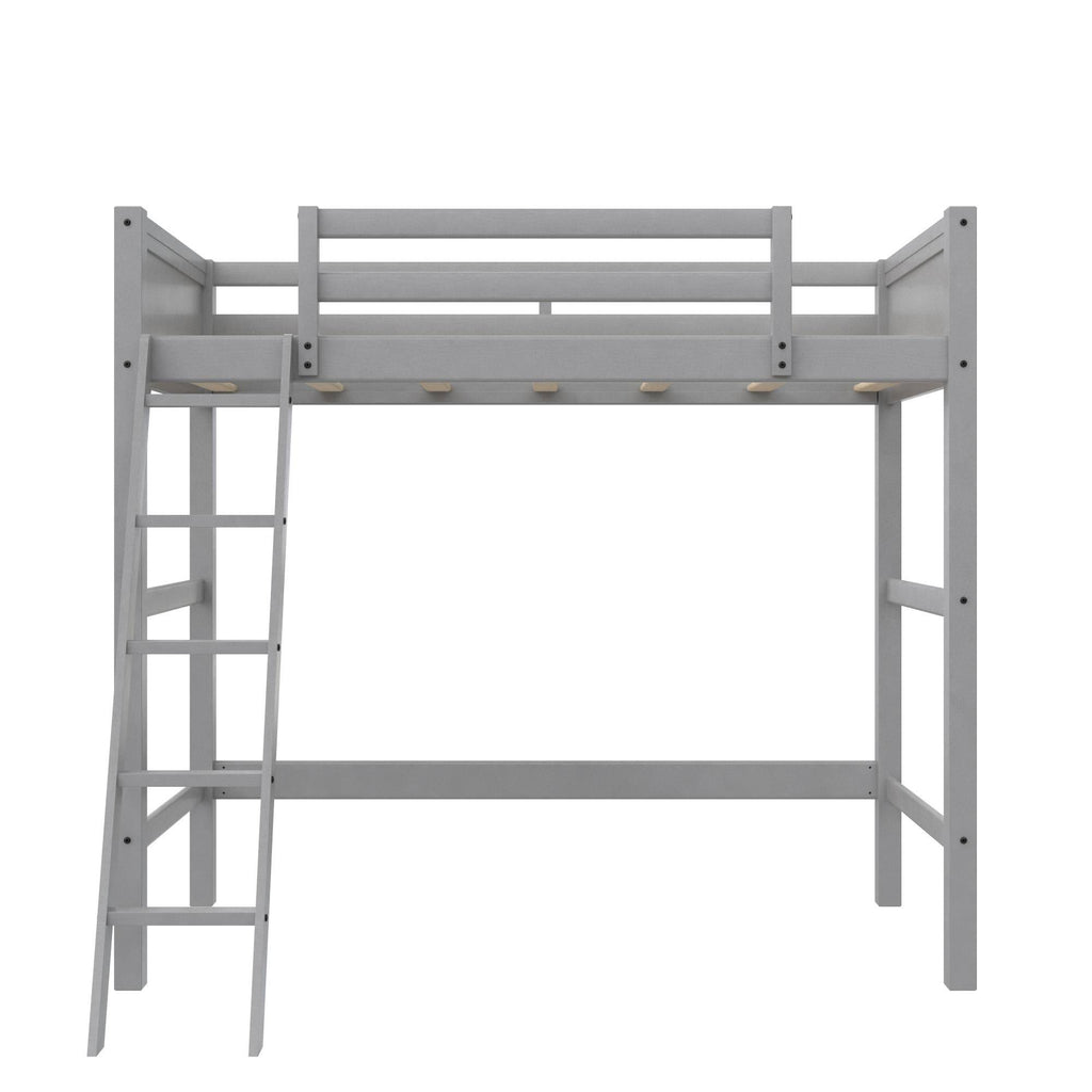 Grey Wooden Loft Bed with Ladder T203205