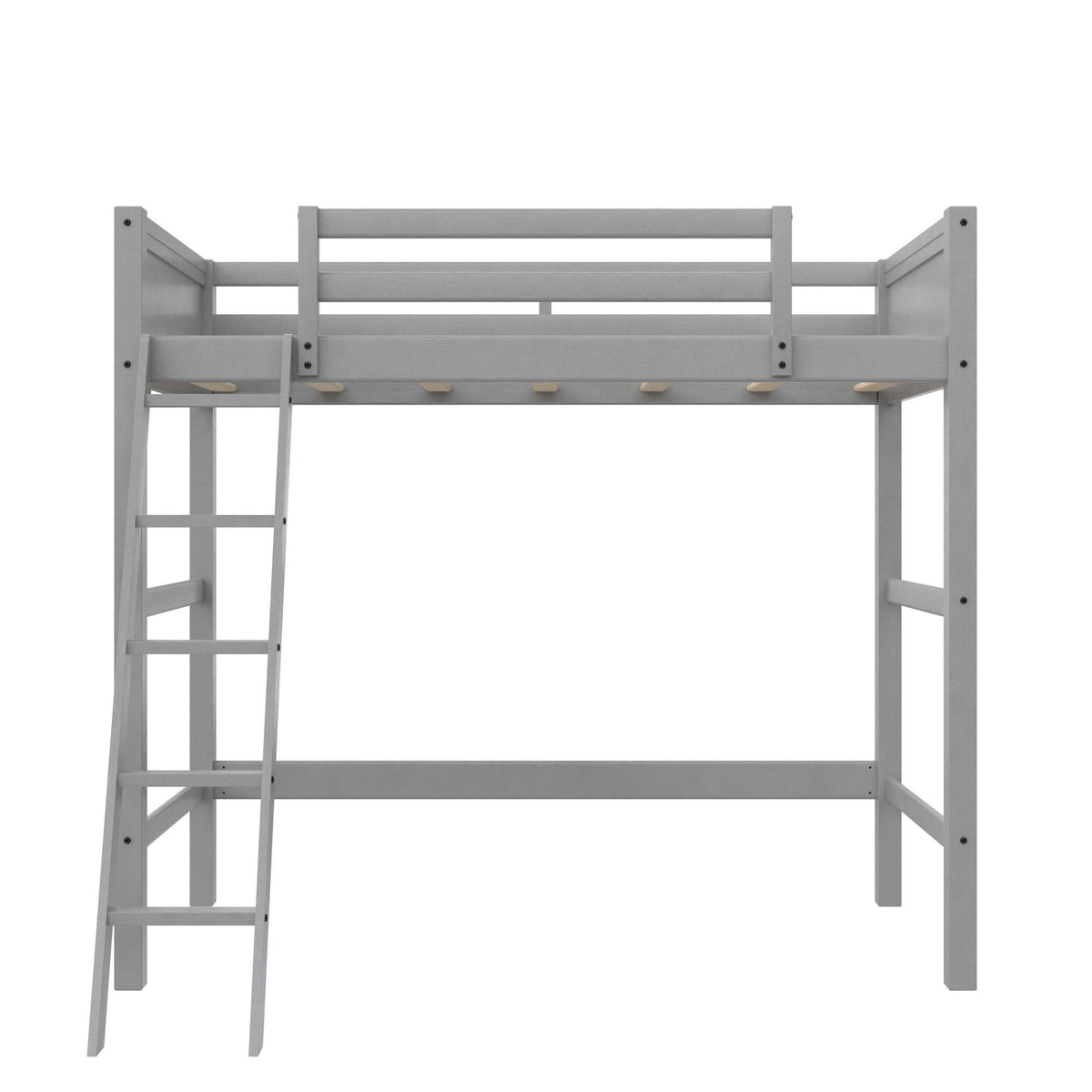 Grey Wooden Loft Bed with Ladder T203205