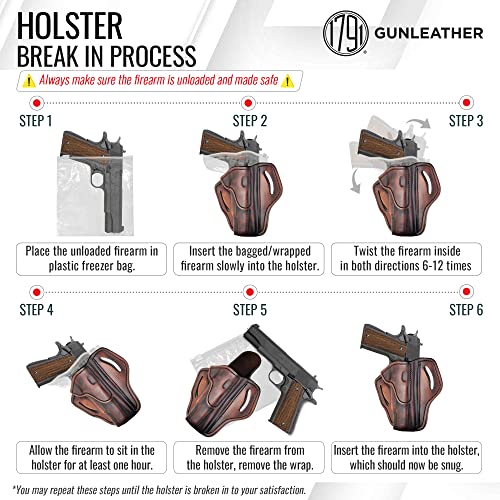 Right Hand OWB Leather Gun Holster for Belts fits All 1911 Models with 4" and 5" Barrels G9494