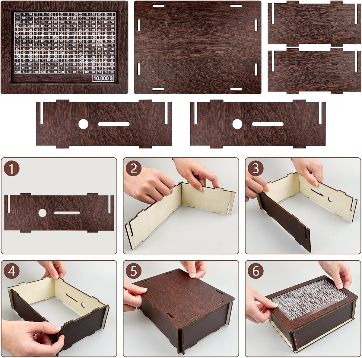 Wooden Cash Vault Savings Box with Counter O6342