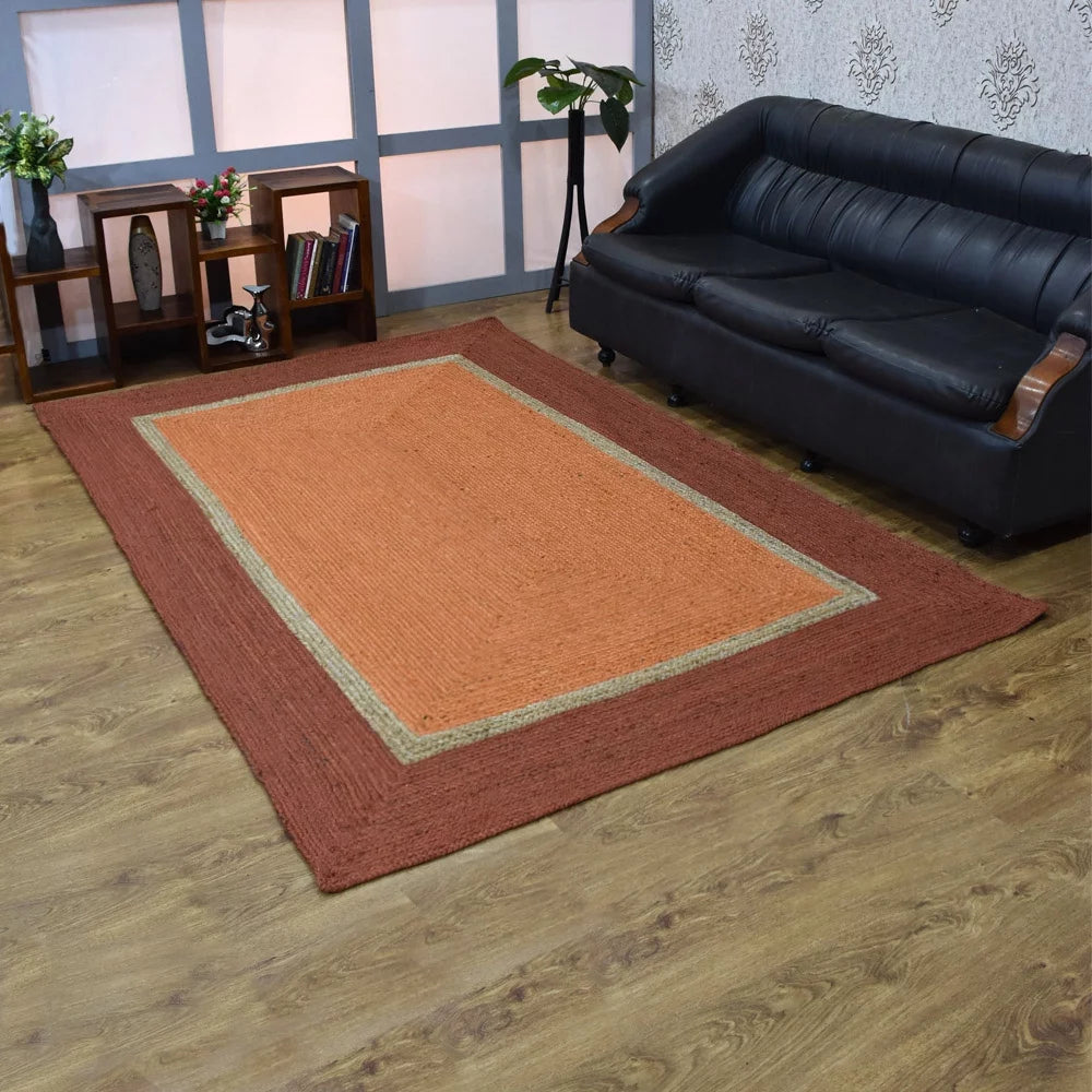 Hand Woven Jute Area Rug Orange 5'x8' Z381705