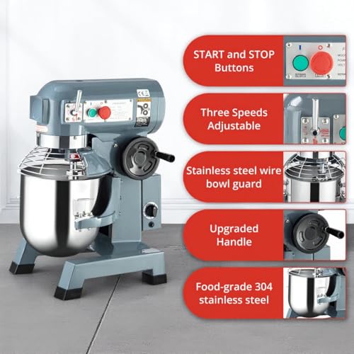 450W 10QT 3-Speed Stainless Steel Commercial Food Mixer D93776