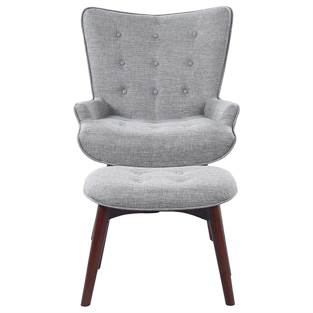 Grey and Brown Upholstered Accent Chair with Ottoman J85611