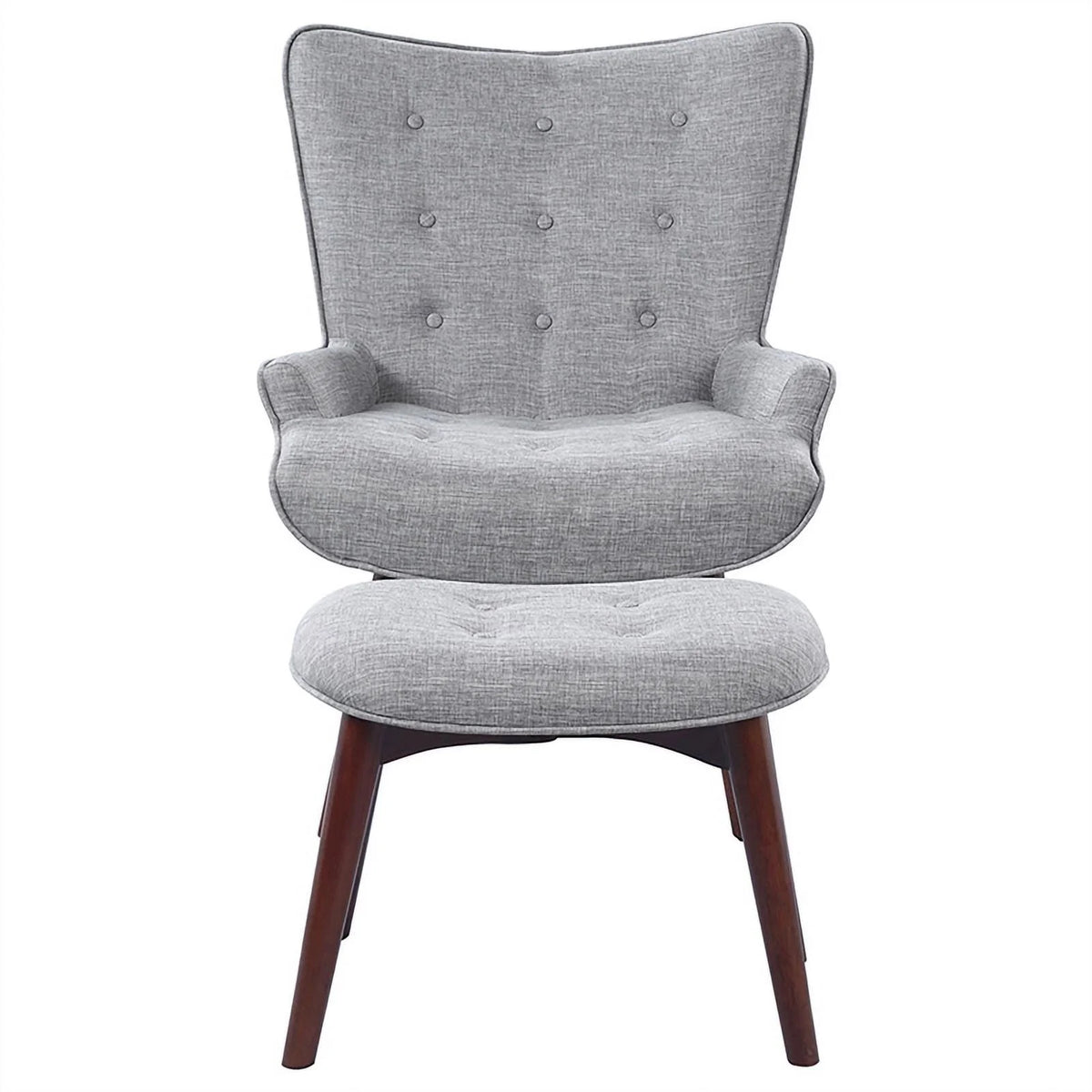 Grey and Brown Upholstered Accent Chair with Ottoman J85611