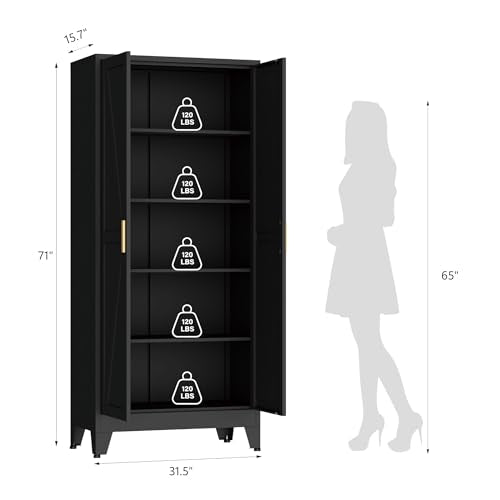 71" Metal Pantry Cabinet with 2 Doors and 4 Adjustable Shelves A3097