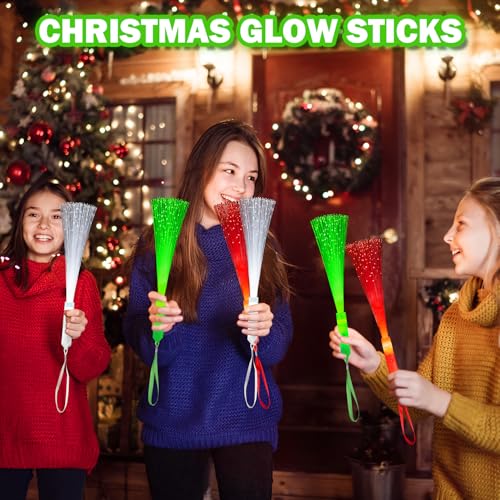 12 Pack Red White Green Fiber Optic Glow Sticks J970