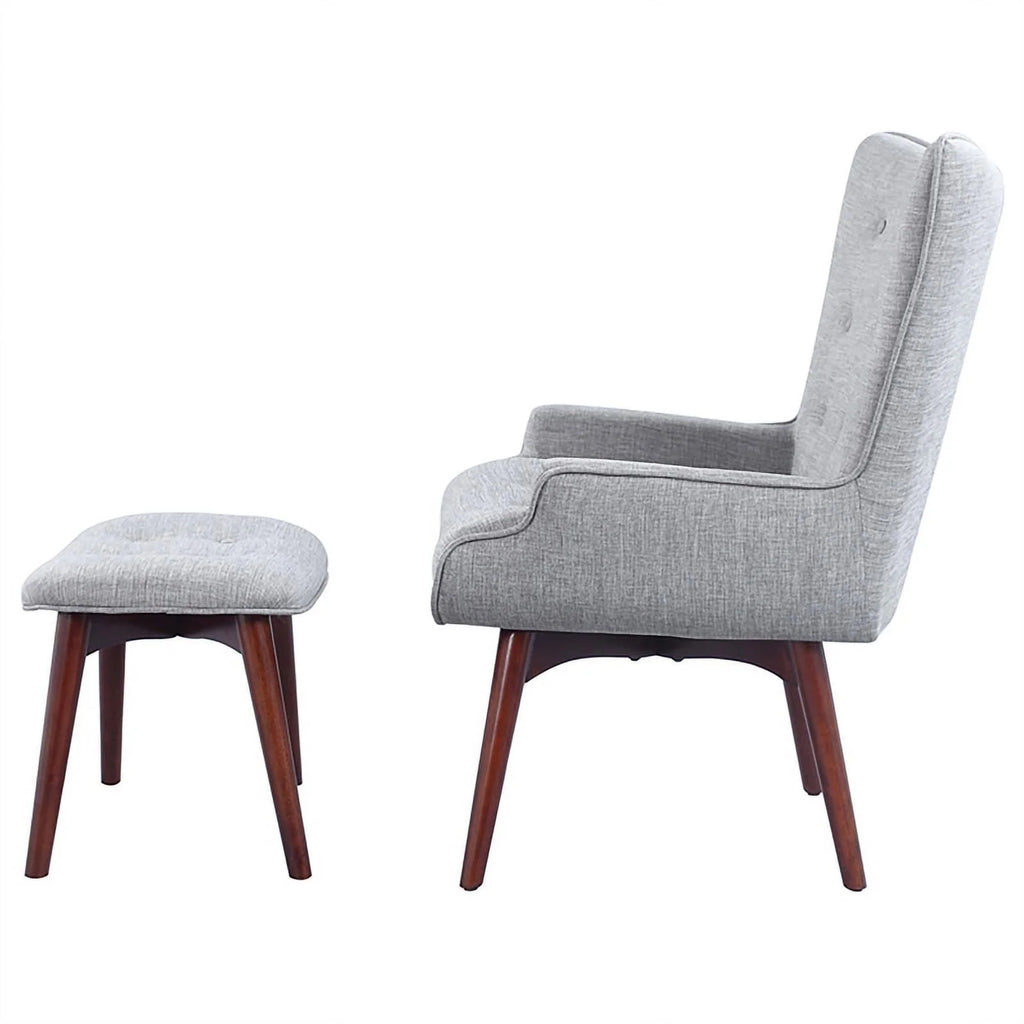 Grey and Brown Upholstered Accent Chair with Ottoman J85611
