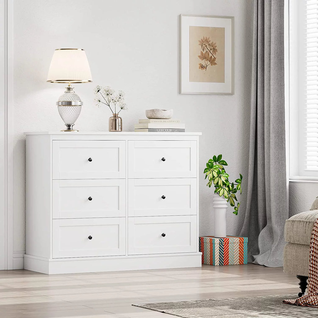White 6 Drawer Dresser B47494