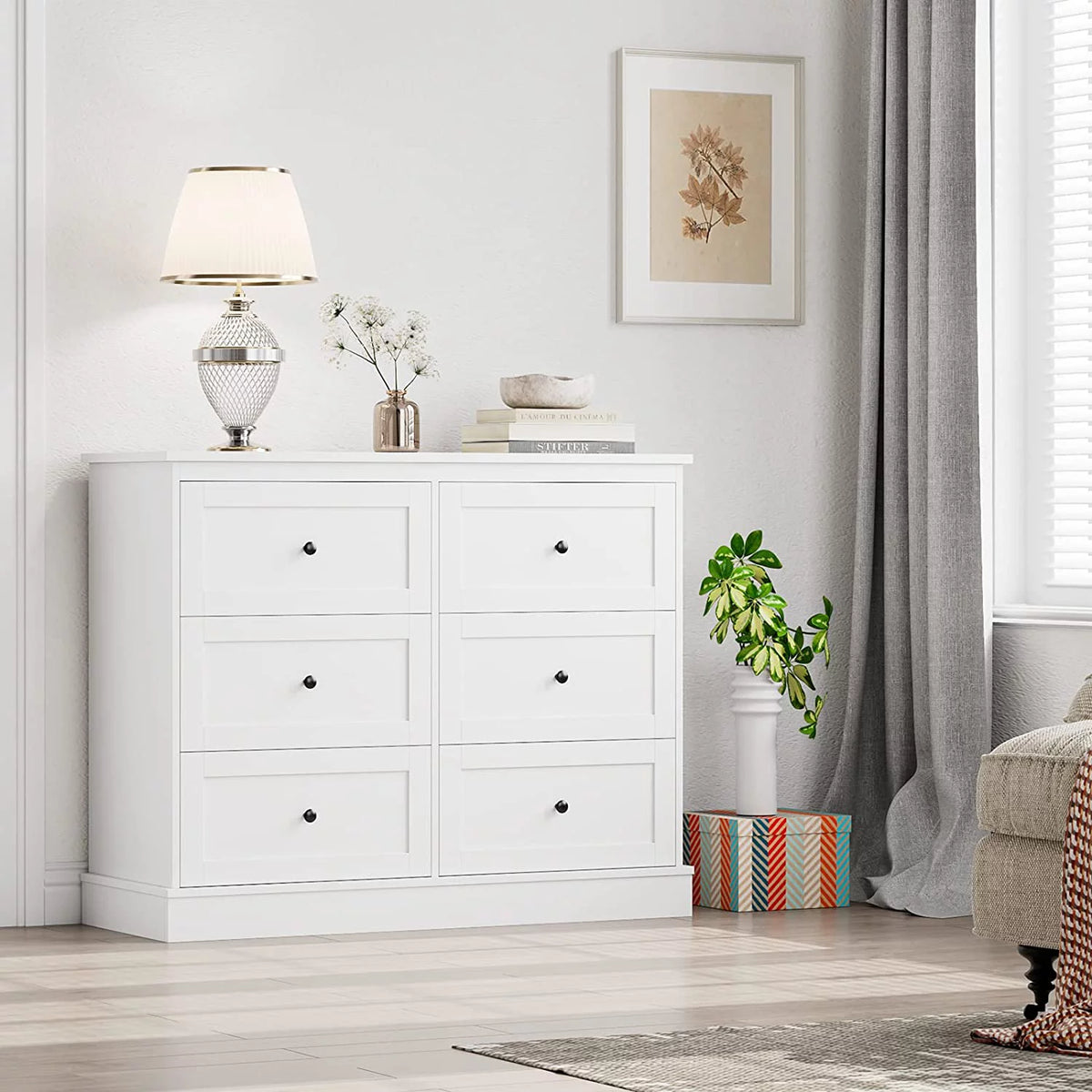 White 6 Drawer Dresser B47494