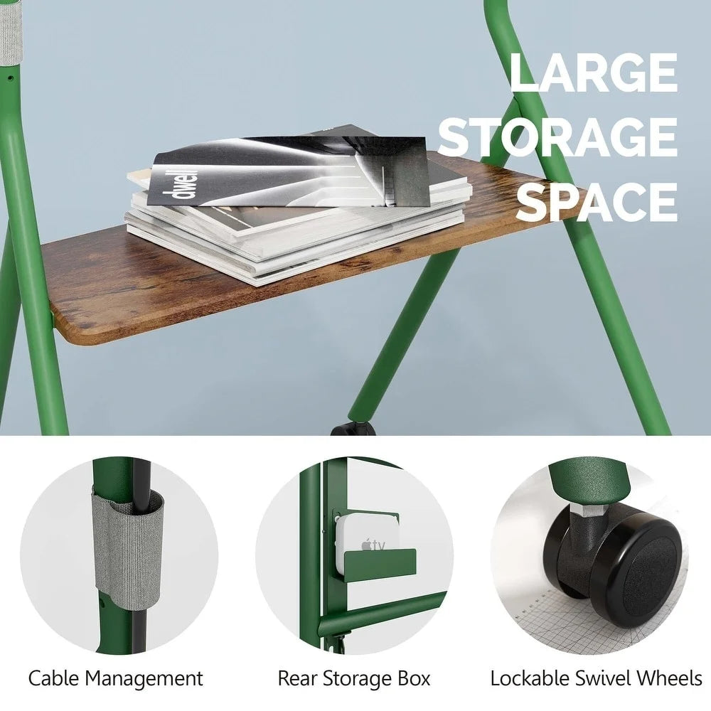 Mobile TV Stand for 55 60 65 75 78 Inch TV with Wooden Storage Shelves Z700395