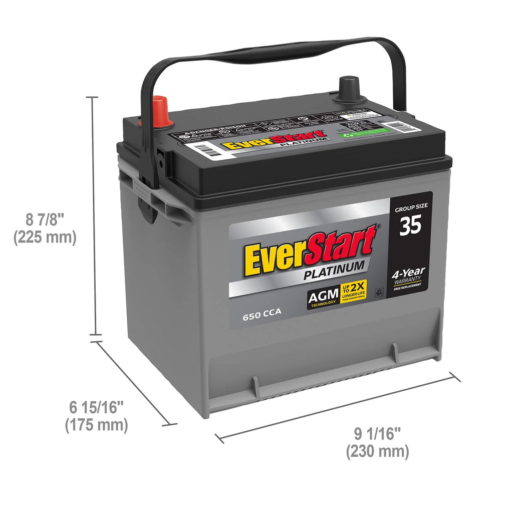 Platinum AGM Automotive Battery Group Size 35 12 Volt 650 CCA R64346