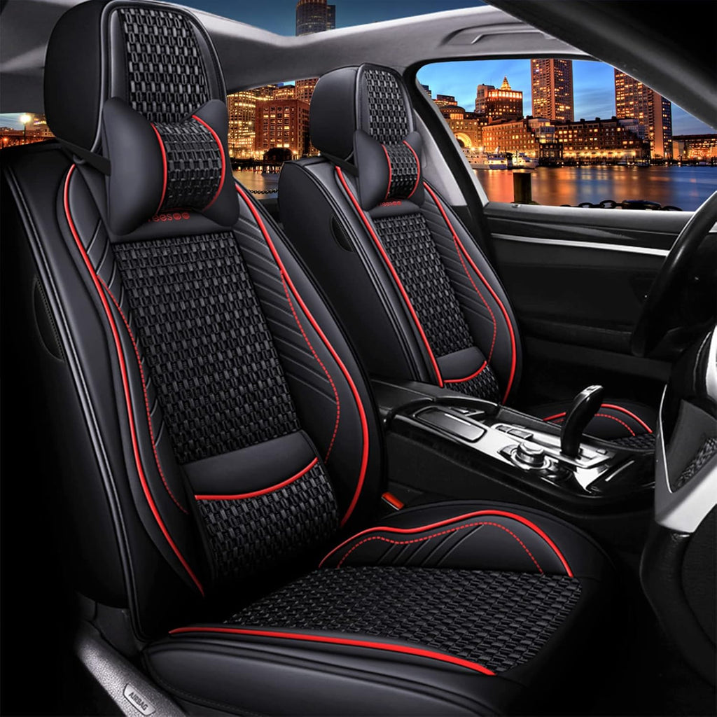 Beige 9 Leather Car Seat Covers Full Set Z762562