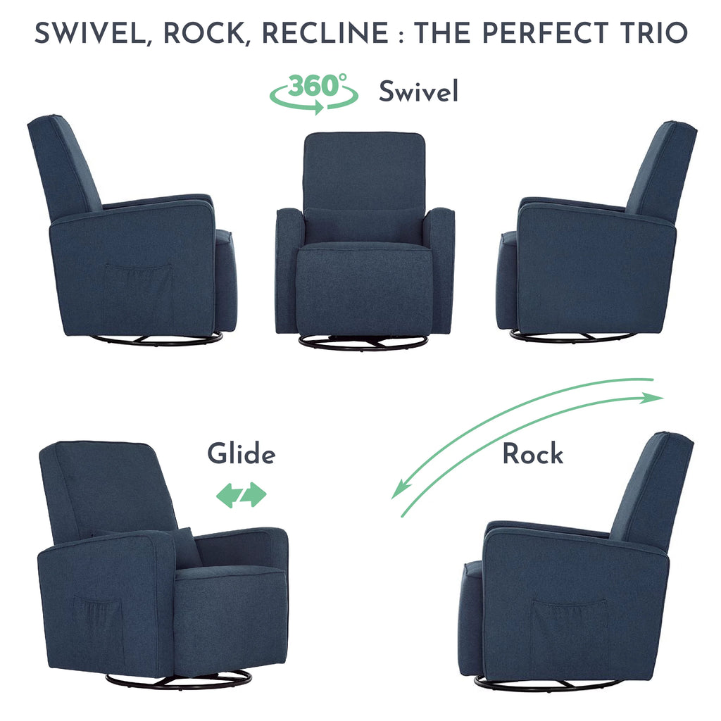 Upholstered Swivel Glider with Lumbar Pillow B403047