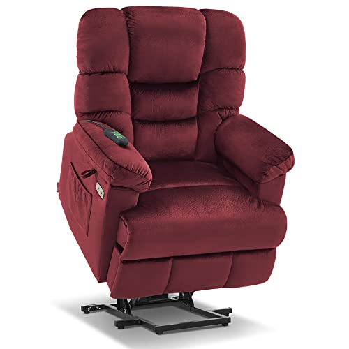 Triple Motor Power Lift Recliner Chair Sofa with Adjustable Headrest, Fabric (Brown) C47400