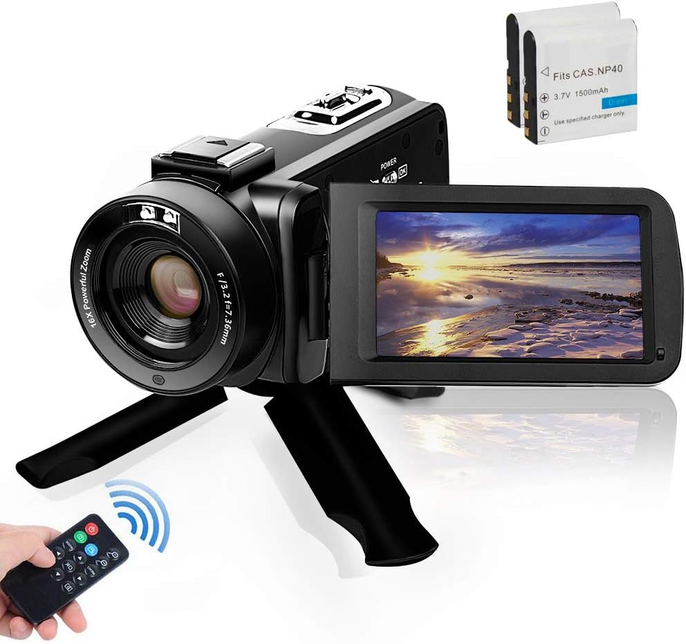 FHD 1080P 30FPS 24MP 16X Digital Zoom 3 Inch Touch Screen Video Camera Camcorder with Remote Control and Tripod K983