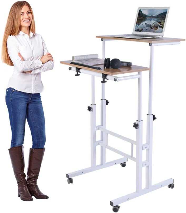 Black Adjustable Mobile Standing Desk V8375