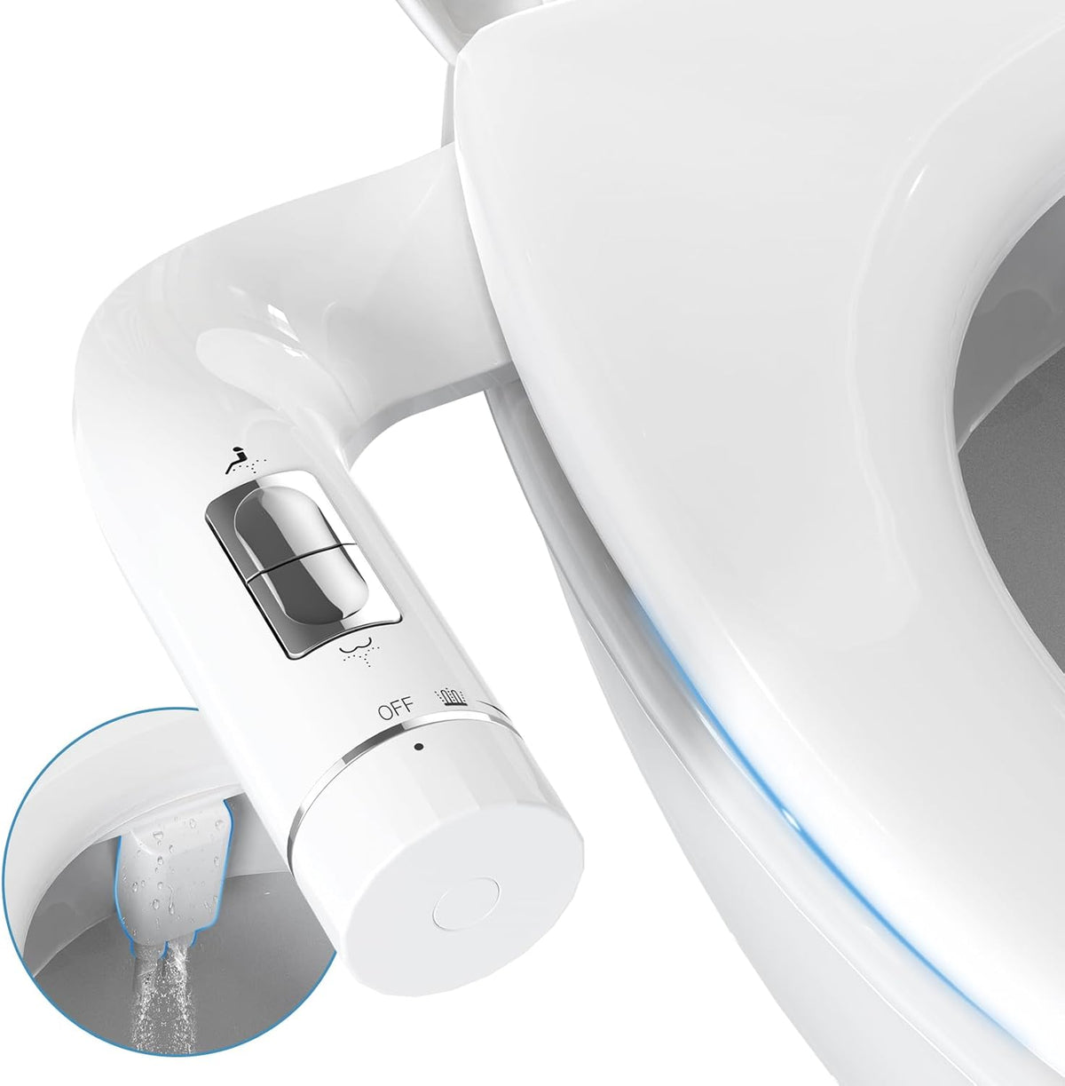 Ultra-Slim Bidet Attachment, Dual Nozzles, Adjustable Water Pressure, Non-Electric, Auto Self Cleaning S81580
