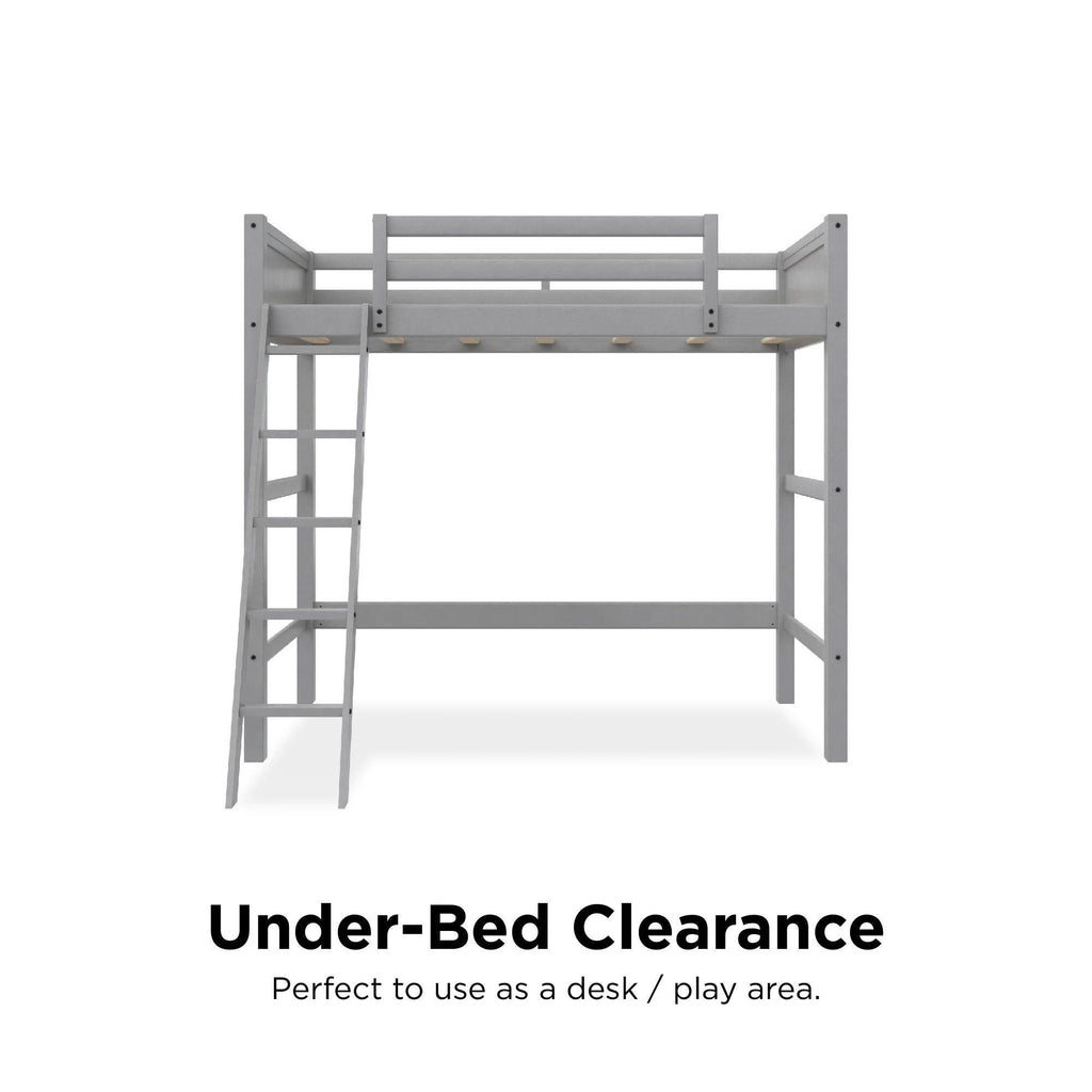 Grey Wooden Loft Bed with Ladder T203205