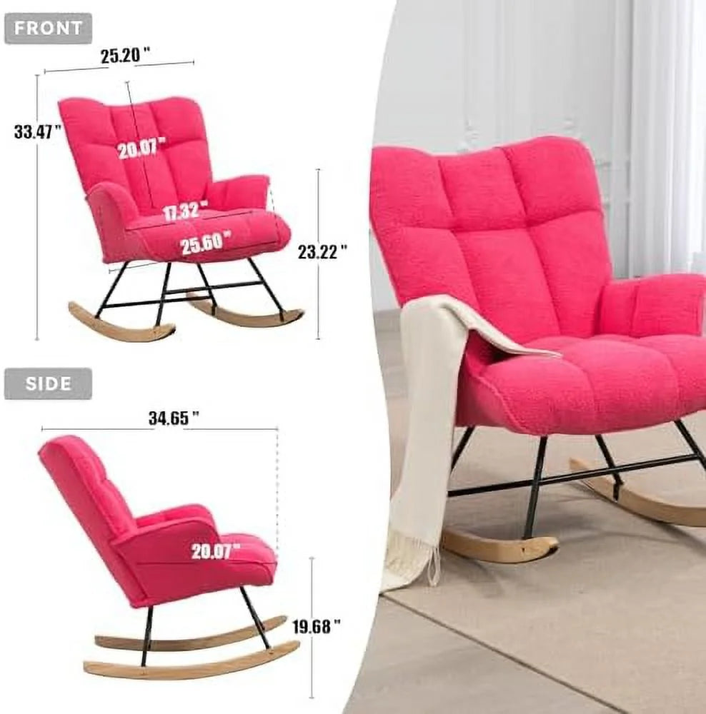 Teddy Upholstered Rocking Chair with High Backrest R591