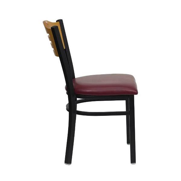 Black Slat Back Metal Restaurant Chair with Wood Back K985289