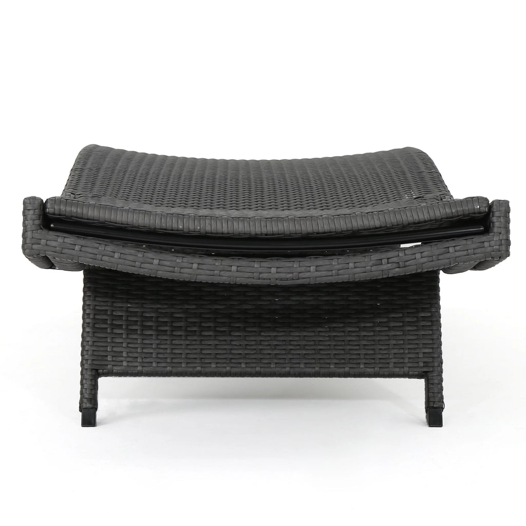 Grey Wicker Adjustable Chaise Lounge Set of 2 F390