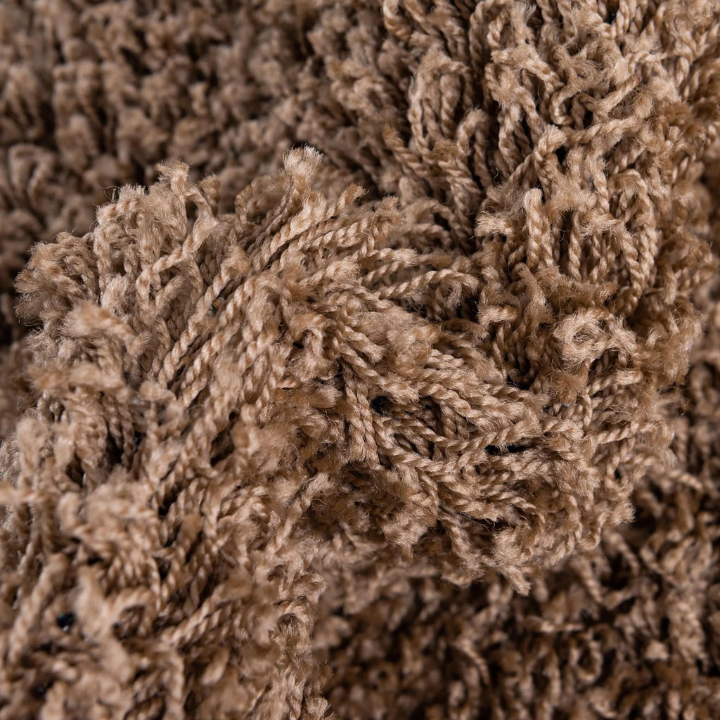 5 Ft Round Sandy Brown Shag Rug I186573