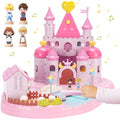 Castle Playset with 4 Magnetic Control Movable Toys, Magnetic Doll House Building Toys with Light & Music（Pink） L601696