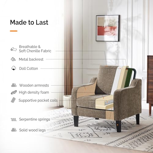 Beige Fabric Accent Armchair T528938