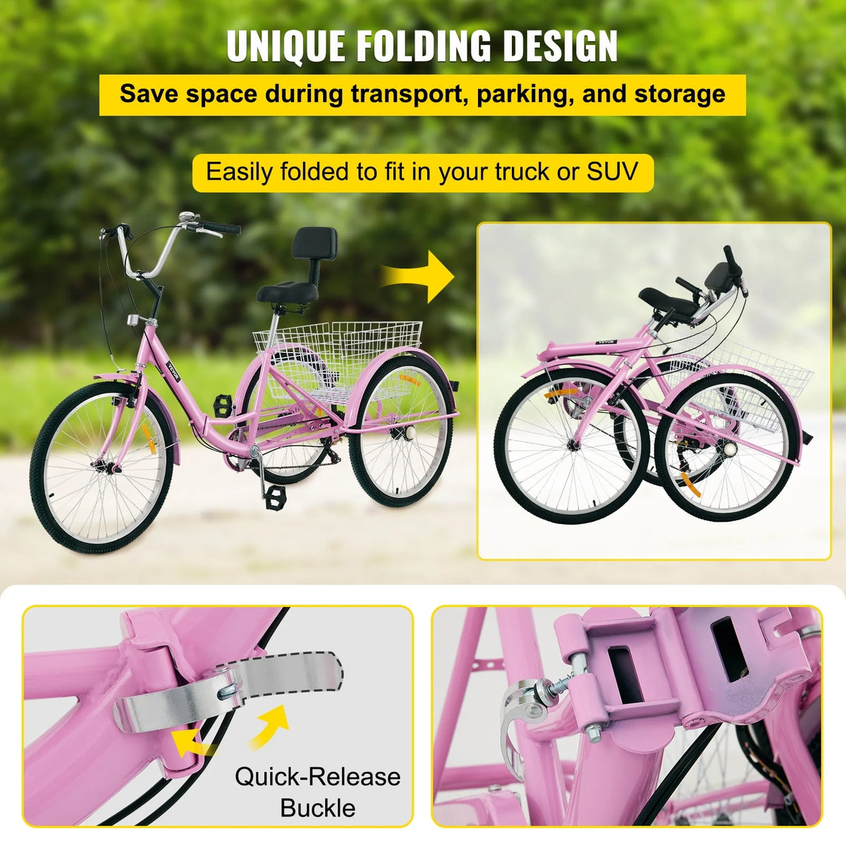 Foldable 7-Speed Adult Tricycle with Basket R21547
